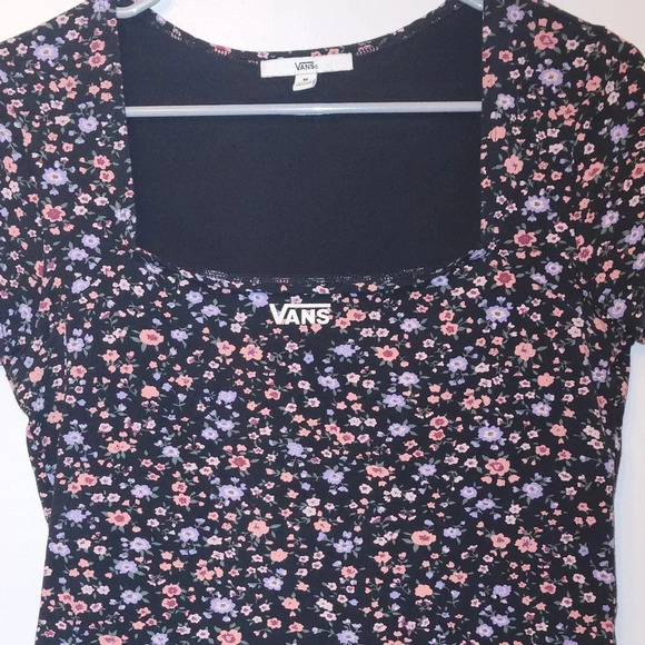 Vans Women's Black Floral Scoop Neck Tee - Picture 2 of 8